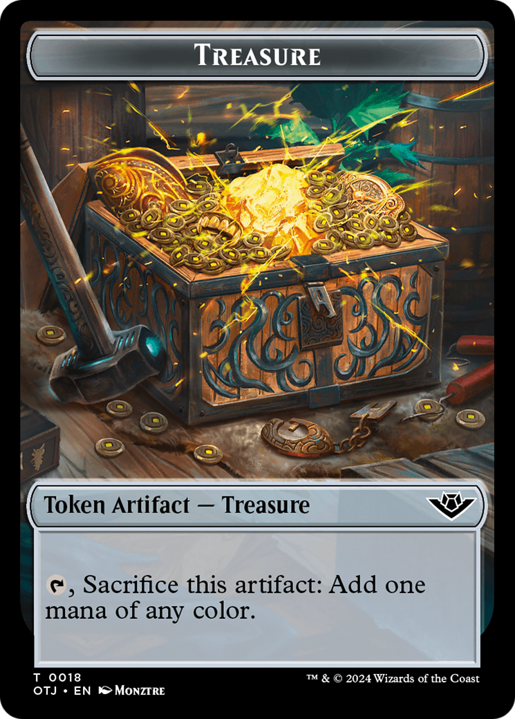 Treasure // Human Rogue Double-Sided Token [Outlaws of Thunder Junction Tokens] | Chromatic Games