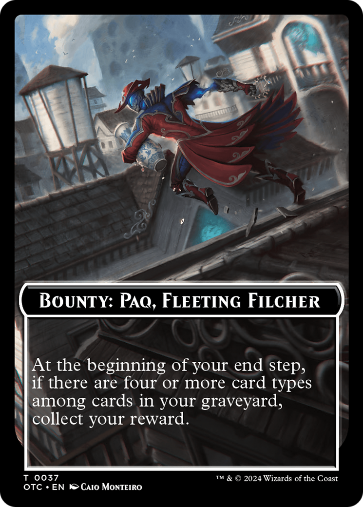 Bounty: Paq, Fleeting Filcher // Bounty Rules Double-Sided Token [Outlaws of Thunder Junction Commander Tokens] | Chromatic Games