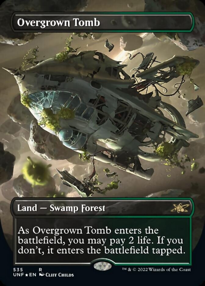 Overgrown Tomb (Borderless) (Galaxy Foil) [Unfinity] | Chromatic Games