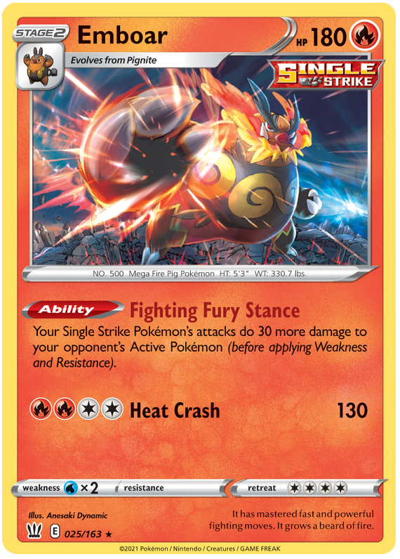 Emboar (025/163) [Sword & Shield: Battle Styles] | Chromatic Games