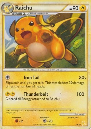 Raichu (19/30) [HeartGold & SoulSilver: Trainer Kit - Raichu] | Chromatic Games