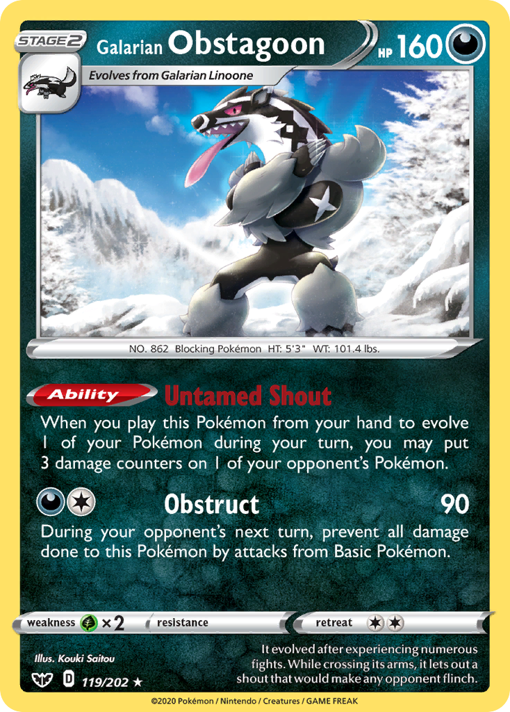 Galarian Obstagoon (119/202) [Sword & Shield: Base Set] | Chromatic Games