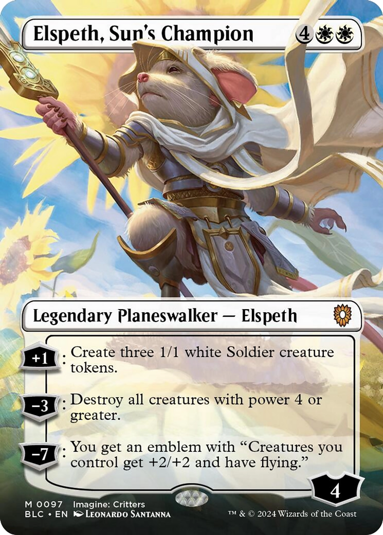 Elspeth, Sun's Champion (Borderless) [Bloomburrow Commander] | Chromatic Games