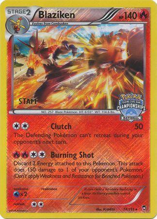 Blaziken (14/111) (Staff National Championship Promo) [XY: Furious Fists] | Chromatic Games