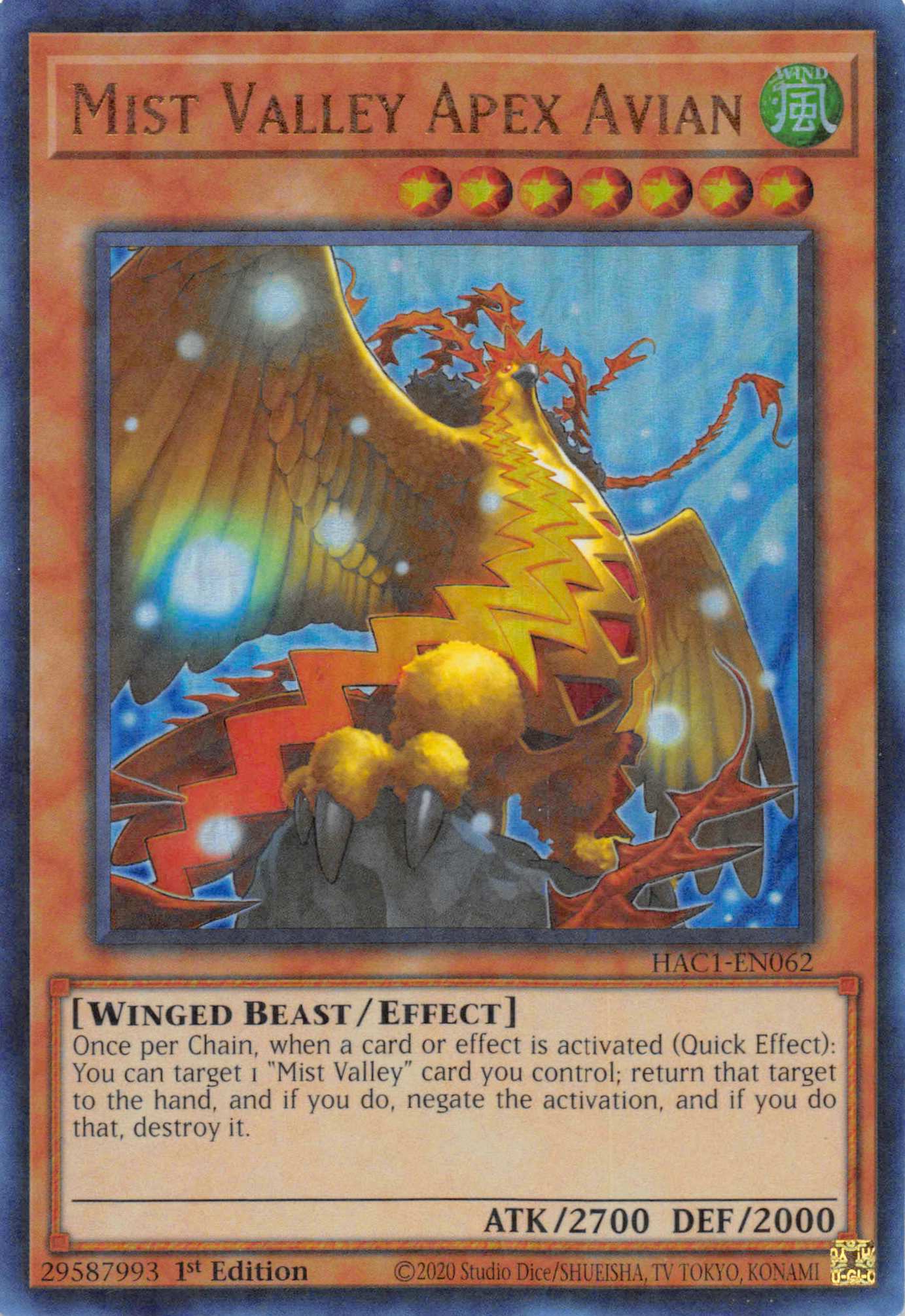 Mist Valley Apex Avian (Duel Terminal) [HAC1-EN062] Parallel Rare | Chromatic Games