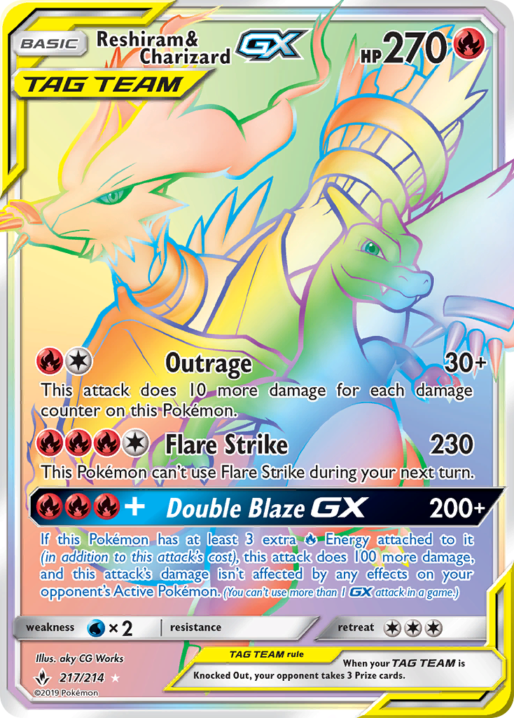 Reshiram & Charizard GX (217/214) [Sun & Moon: Unbroken Bonds] | Chromatic Games