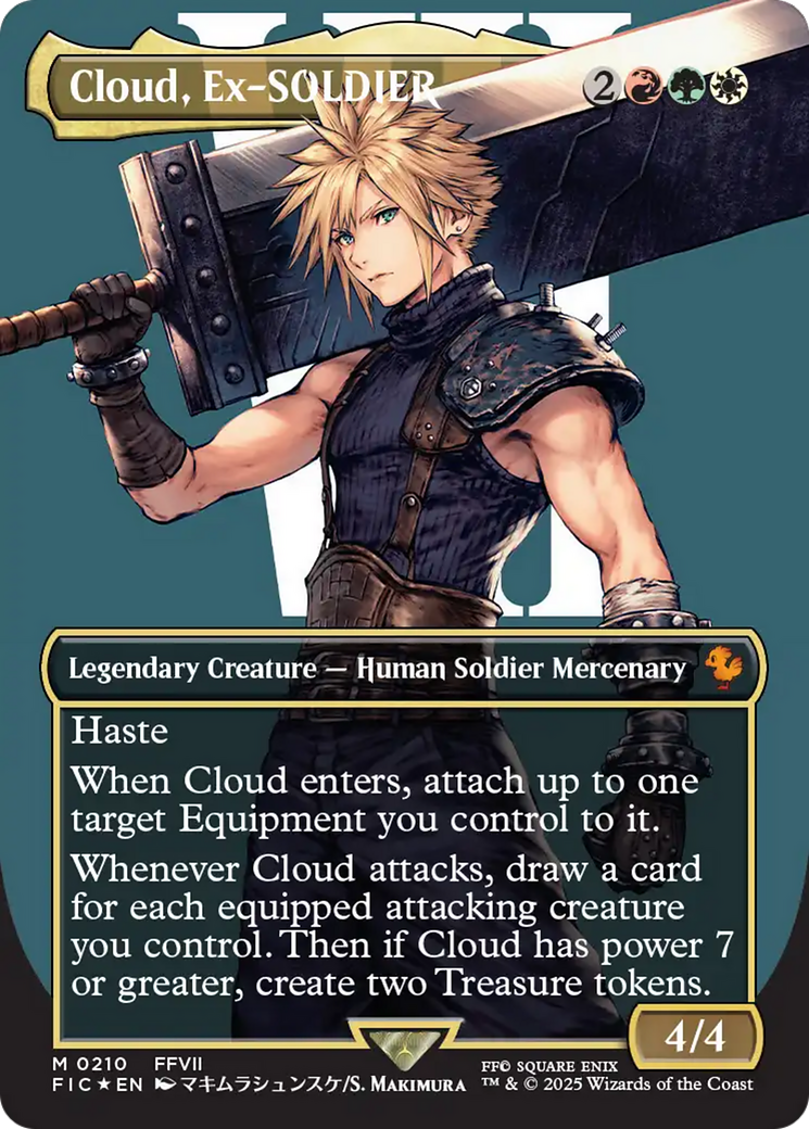 Cloud, Ex-SOLDIER (Borderless) (Surge Foil) [FINAL FANTASY Commander] | Chromatic Games