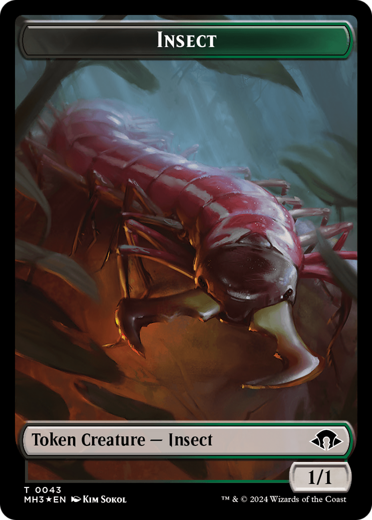 Insect (0043) (Ripple Foil) // Zombie Double-Sided Token [Modern Horizons 3 Tokens] | Chromatic Games