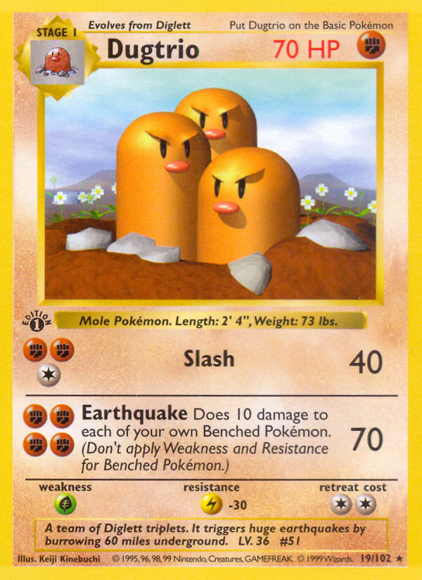 Dugtrio (19/102) (Shadowless) [Base Set 1st Edition] | Chromatic Games