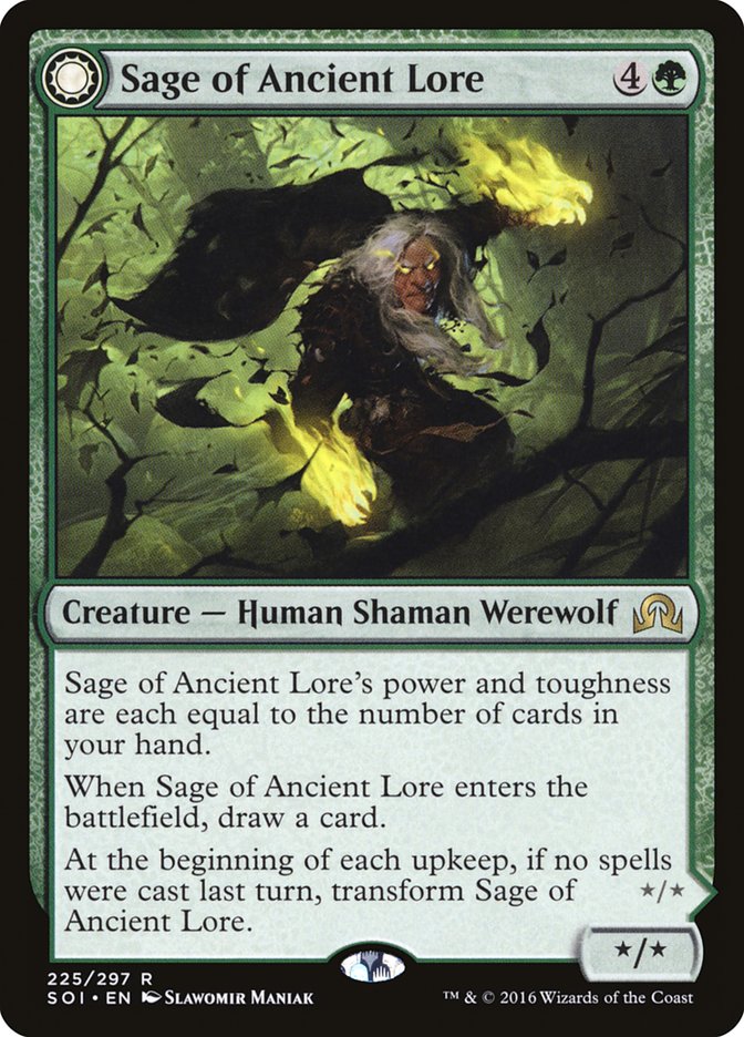 Sage of Ancient Lore // Werewolf of Ancient Hunger 225 (Shadows over Innistrad)  | Chromatic Games
