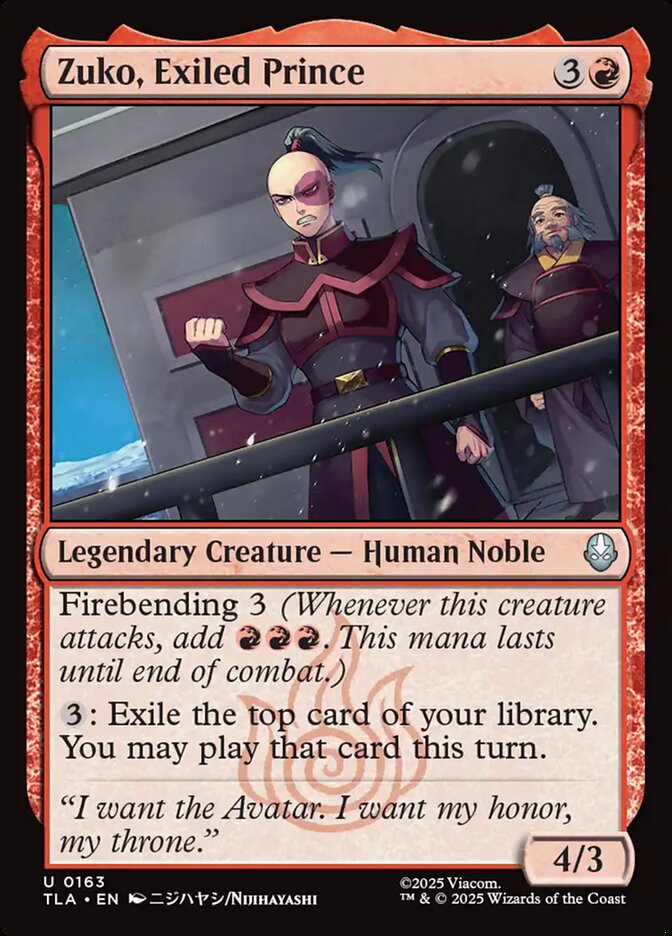 Zuko, Exiled Prince 163/286 (Avatar: The Last Airbender)  | Chromatic Games
