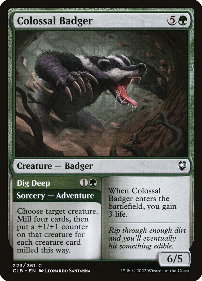 Colossal Badger // Dig Deep 223 (Commander Legends: Battle for Baldur's Gate)  - Foil | Chromatic Games