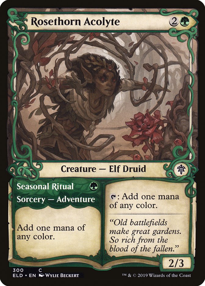 Rosethorn Acolyte // Seasonal Ritual 300/269 (Throne of Eldraine)  - Showcase Foil | Chromatic Games