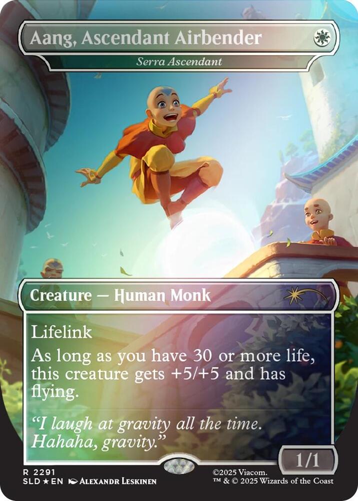 Aang, Ascendant Airbender // Serra Ascendant 2291 (Secret Lair Drop Series)  - Borderless Rainbow Foil | Chromatic Games