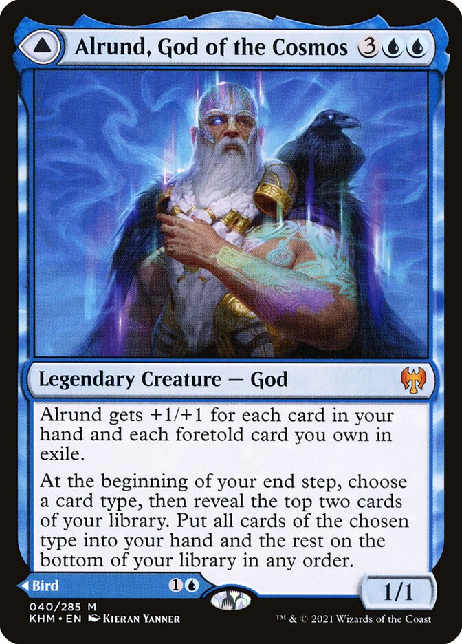 Alrund God of the Cosmos // Hakka, Whispering Raven 40 (Kaldheim)  | Chromatic Games