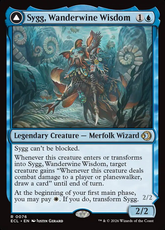 Sygg, Wanderwine Wisdom // Sygg, Wanderbrine Shield 76 (Lorwyn Eclipsed)  | Chromatic Games