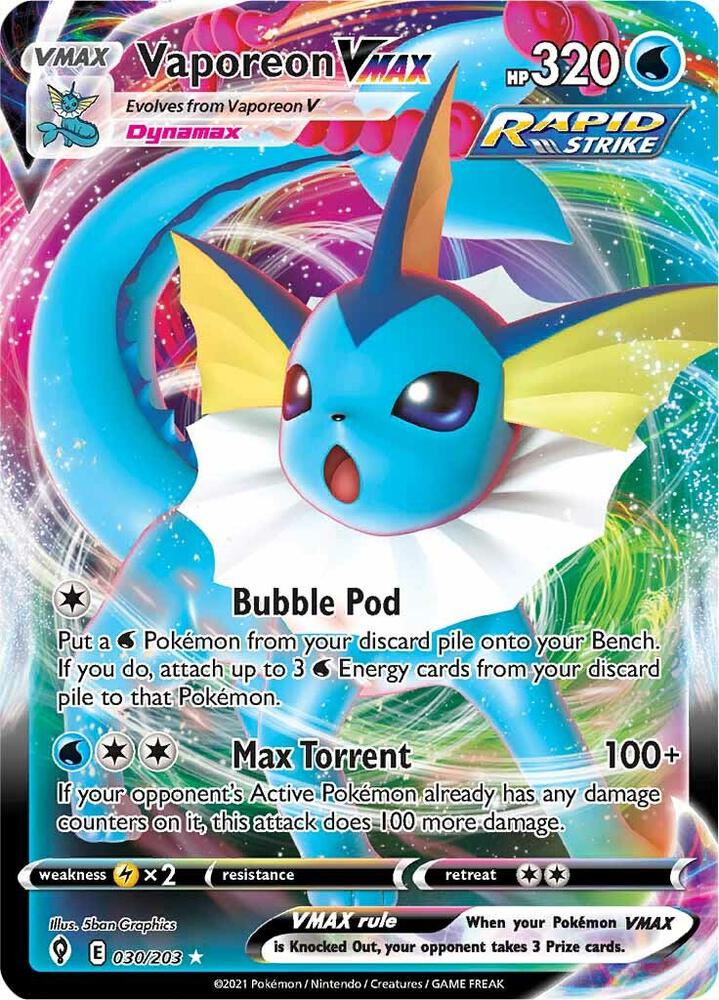 Vaporeon VMAX 030/203 (SWSH07: Evolving Skies)  - Holofoil | Chromatic Games