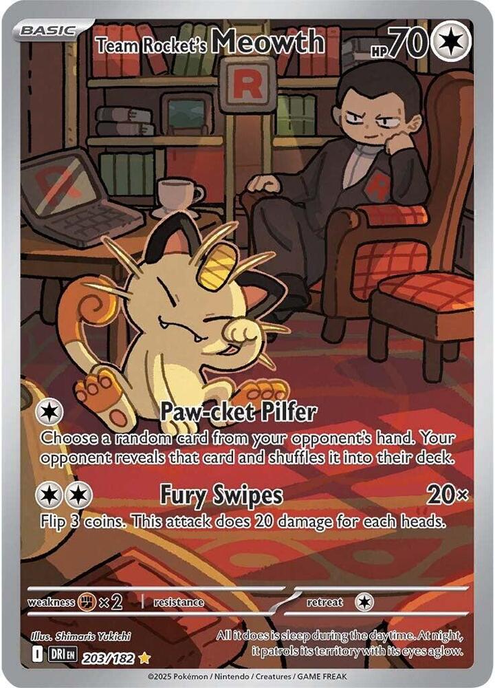 Team Rocket's Meowth 203/182 (SV10: Destined Rivals)  - Holofoil | Chromatic Games