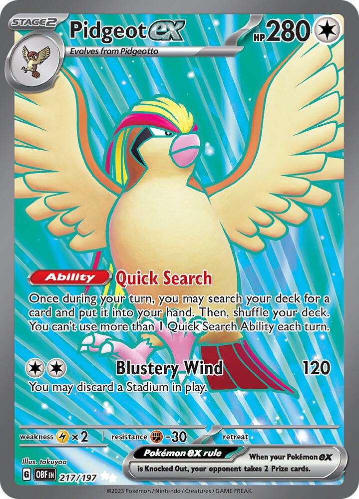 Pidgeot ex 217/197 (SV03: Obsidian Flames)  - Holofoil | Chromatic Games