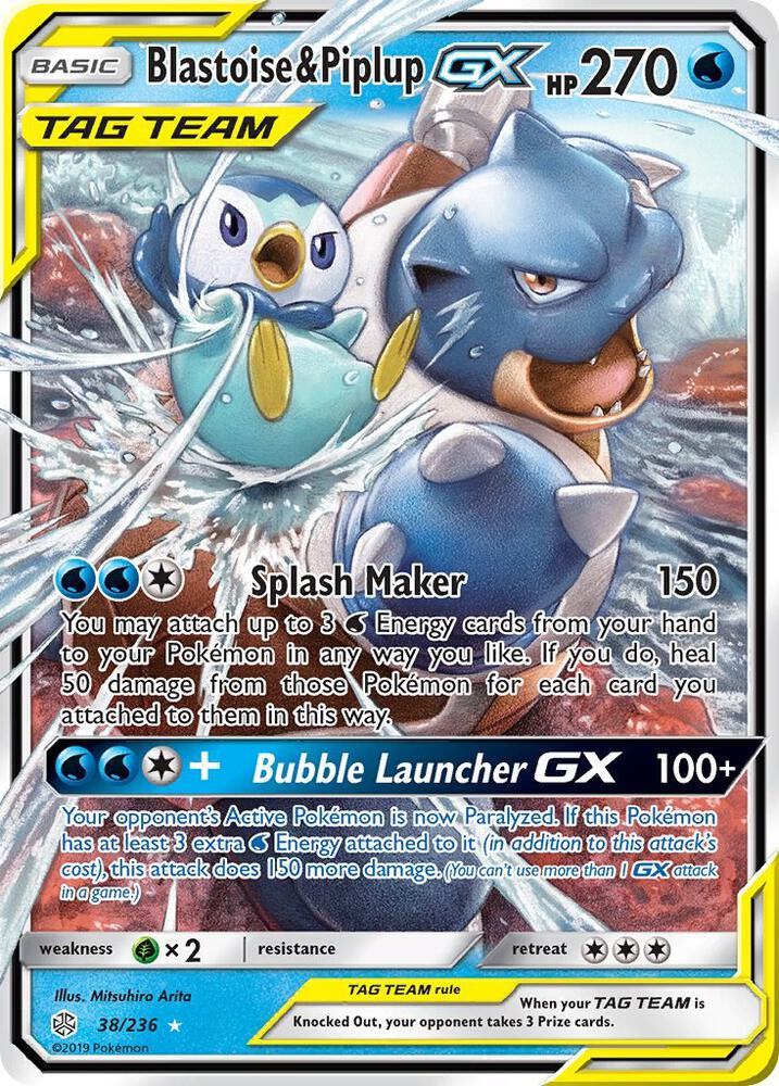 Blastoise and Piplup GX 038/236 (SM - Cosmic Eclipse)  - Holofoil | Chromatic Games