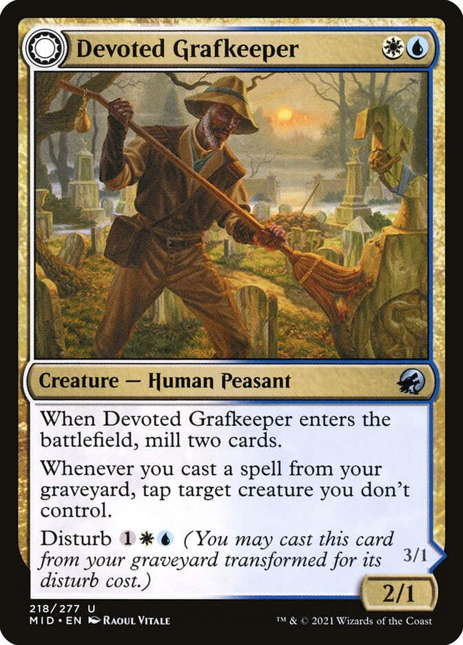 Devoted Grafkeeper // Departed Soulkeeper 218/277 (Innistrad: Midnight Hunt)  - Foil | Chromatic Games