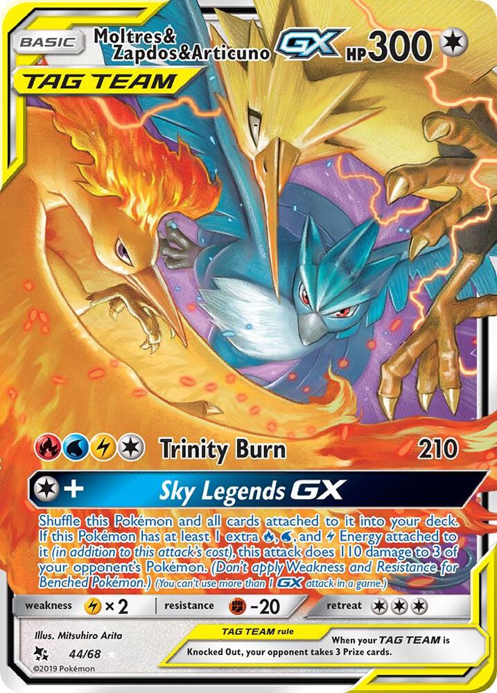 Moltres and Zapdos and Articuno GX 44/68 (Hidden Fates)  - Holofoil | Chromatic Games