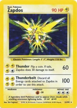 Zapdos 016/102 (Base Set)  - Unlimited Holofoil | Chromatic Games