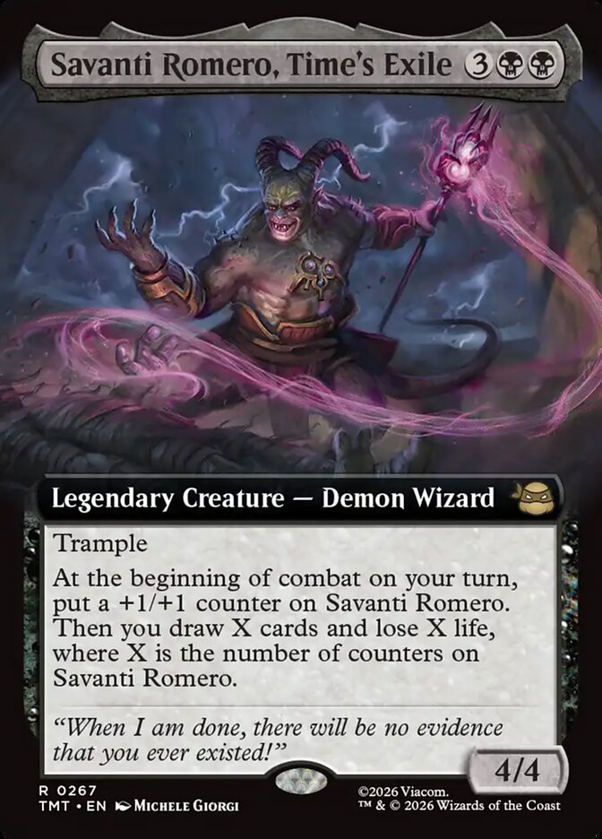 Savanti Romero, Time's Exile 267/260 (Teenage Mutant Ninja Turtles)  - Extended Art Foil | Chromatic Games