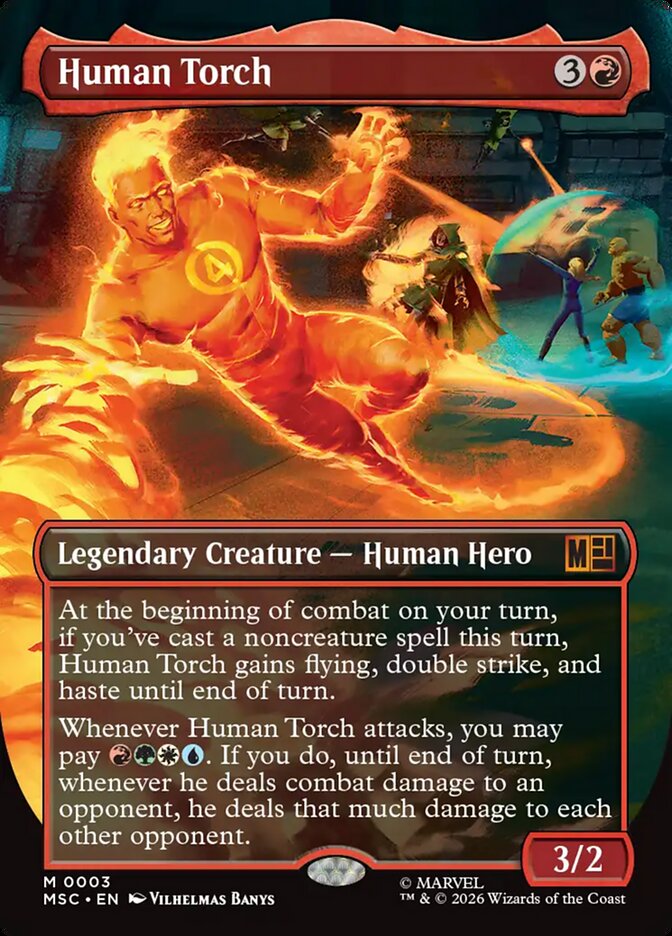Human Torch 3 (Commander: Marvel Super Heroes)  - Borderless Foil | Chromatic Games