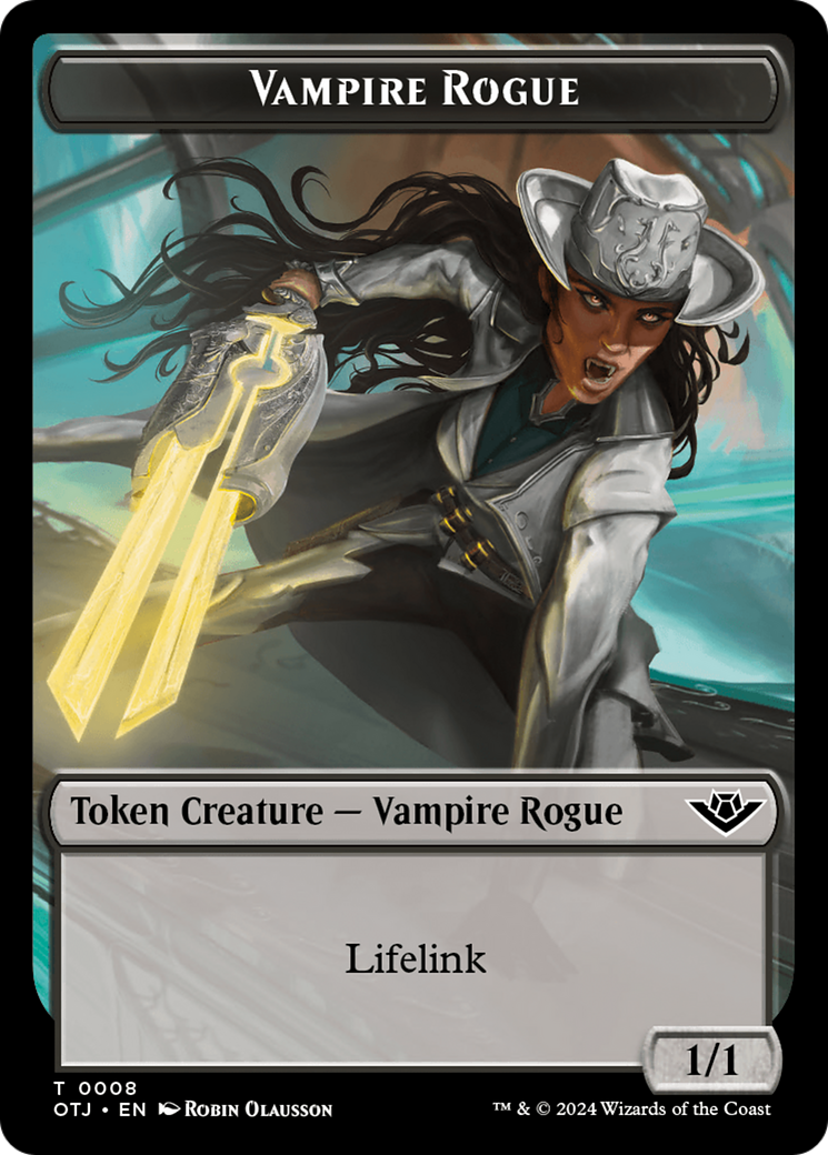 Treasure // Human Rogue Double-Sided Token [Outlaws of Thunder Junction Tokens] | Chromatic Games