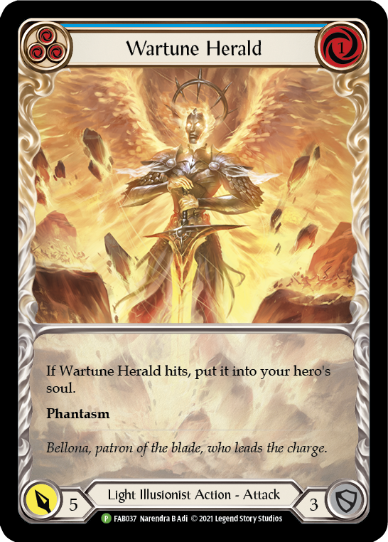 Wartune Herald (Blue Extended Art) [FAB037] (Promo)  Rainbow Foil | Chromatic Games