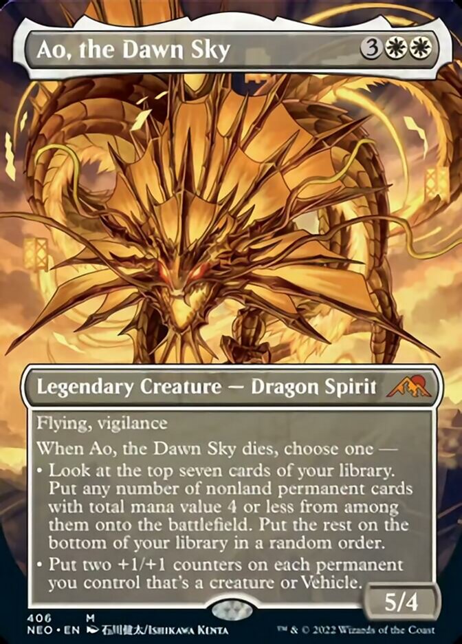 Ao, the Dawn Sky (Borderless Alternate Art) [Kamigawa: Neon Dynasty] | Chromatic Games