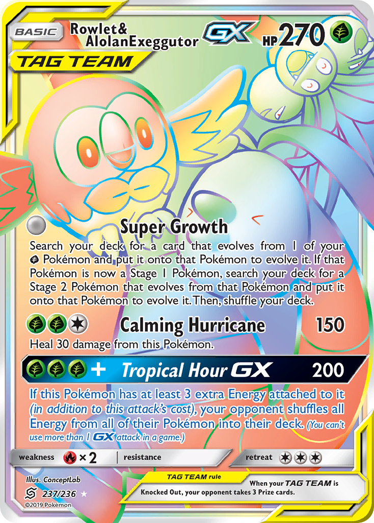 Rowlet & Alolan Exeggutor GX (237/236) [Sun & Moon: Unified Minds] | Chromatic Games