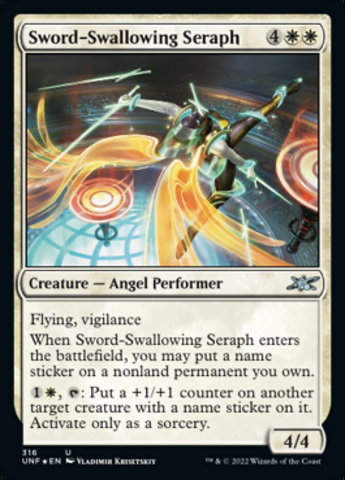 Sword-Swallowing Seraph (Galaxy Foil) [Unfinity] | Chromatic Games