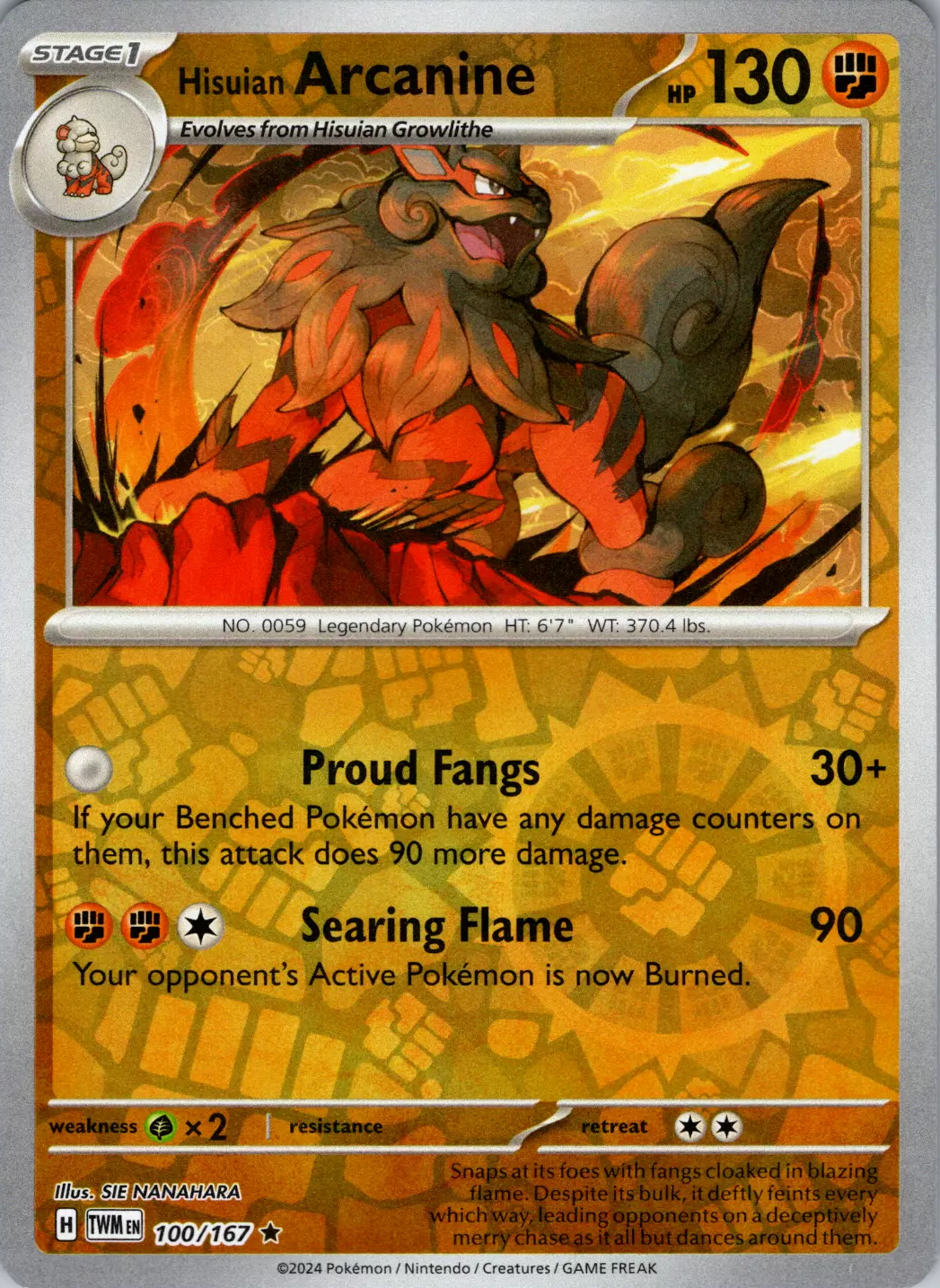 Hisuian Arcanine (100/167) [Scarlet & Violet: Twilight Masquerade] | Chromatic Games