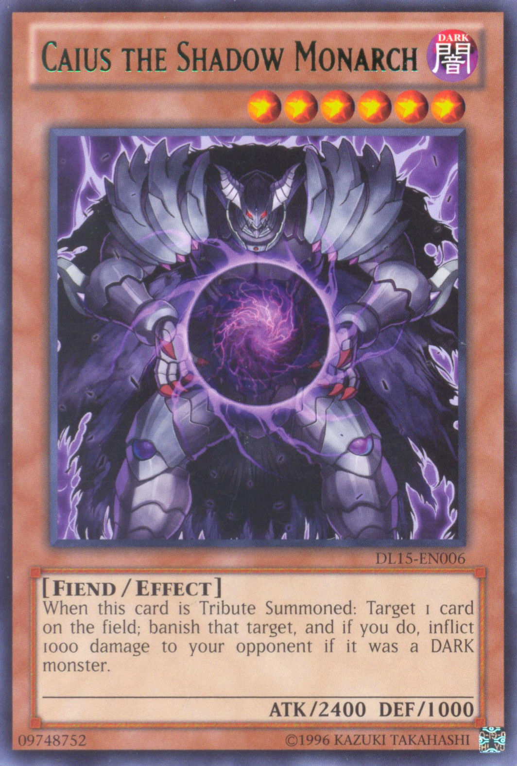 Caius the Shadow Monarch (Green) [DL15-EN006] Rare | Chromatic Games
