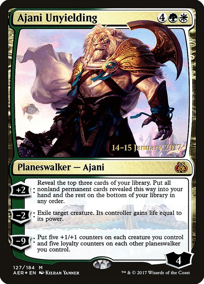 Ajani Unyielding [Aether Revolt Prerelease Promos] | Chromatic Games