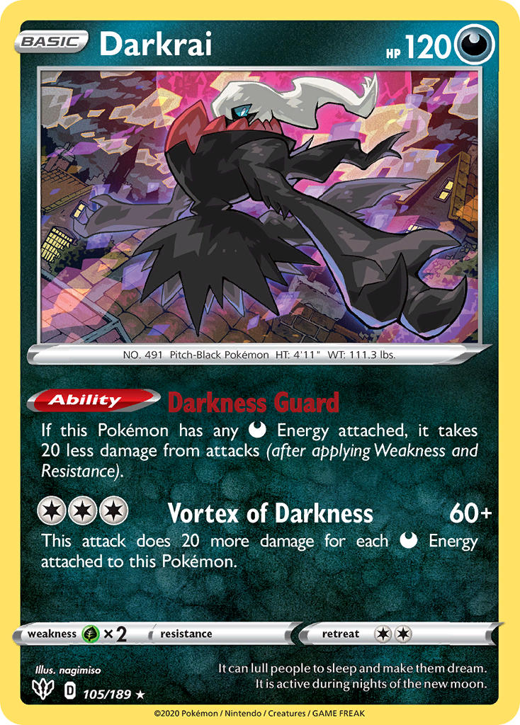 Darkrai (105/189) (Theme Deck Exclusive) [Sword & Shield: Darkness Ablaze] | Chromatic Games