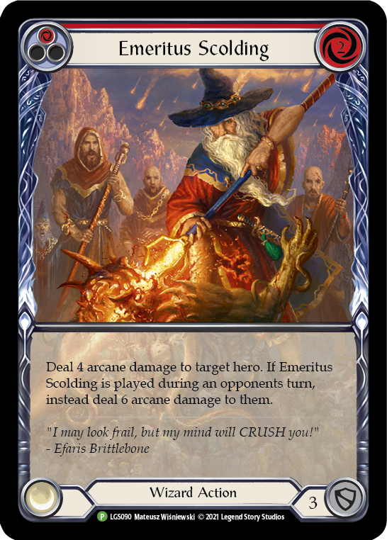 Emeritus Scolding (Red Extended Art) [LGS090] (Promo)  Rainbow Foil | Chromatic Games