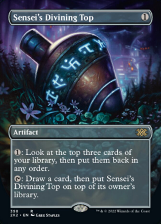 Sensei's Divining Top (Borderless Alternate Art) [Double Masters 2022] | Chromatic Games