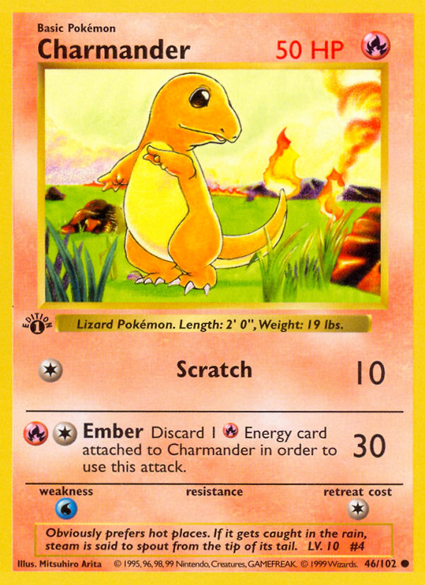 Charmander (46/102) (Shadowless) [Base Set 1st Edition] | Chromatic Games