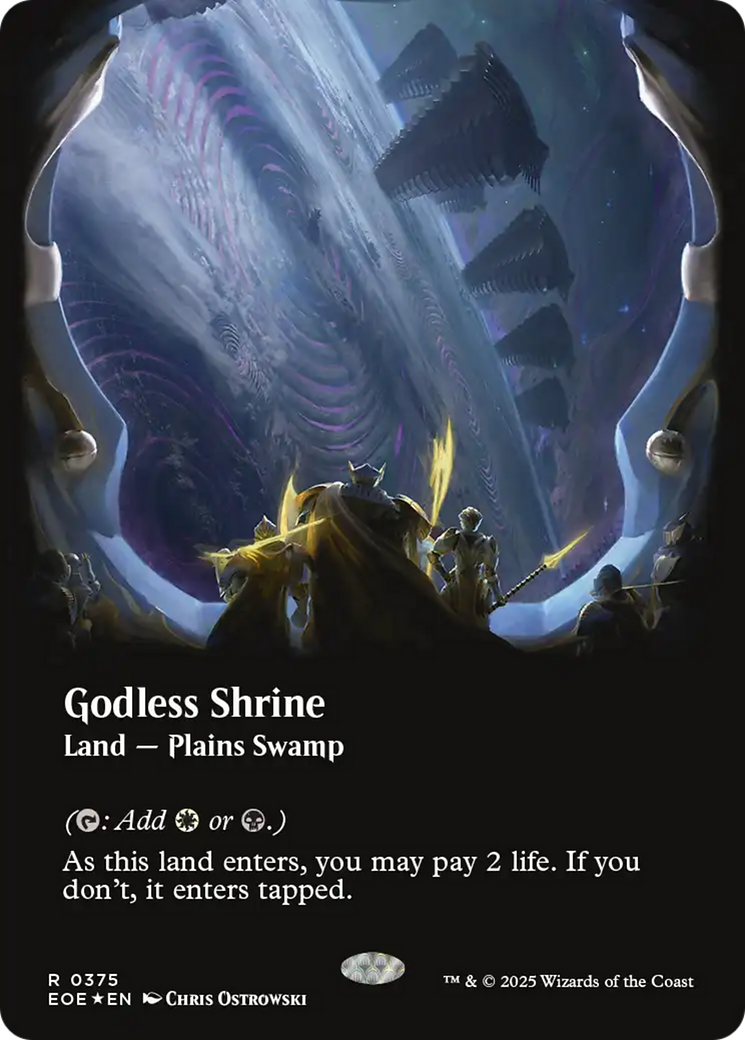 Godless Shrine (Borderless) (Galaxy Foil) [Edge of Eternities] | Chromatic Games
