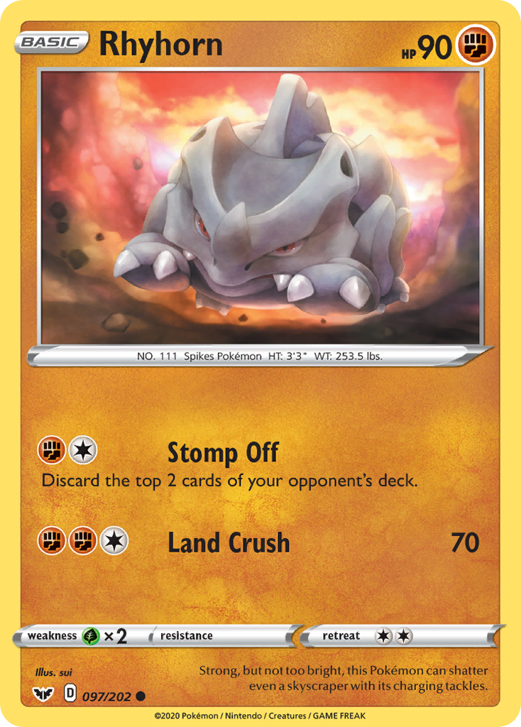 Rhyhorn (097/202) [Sword & Shield: Base Set] | Chromatic Games