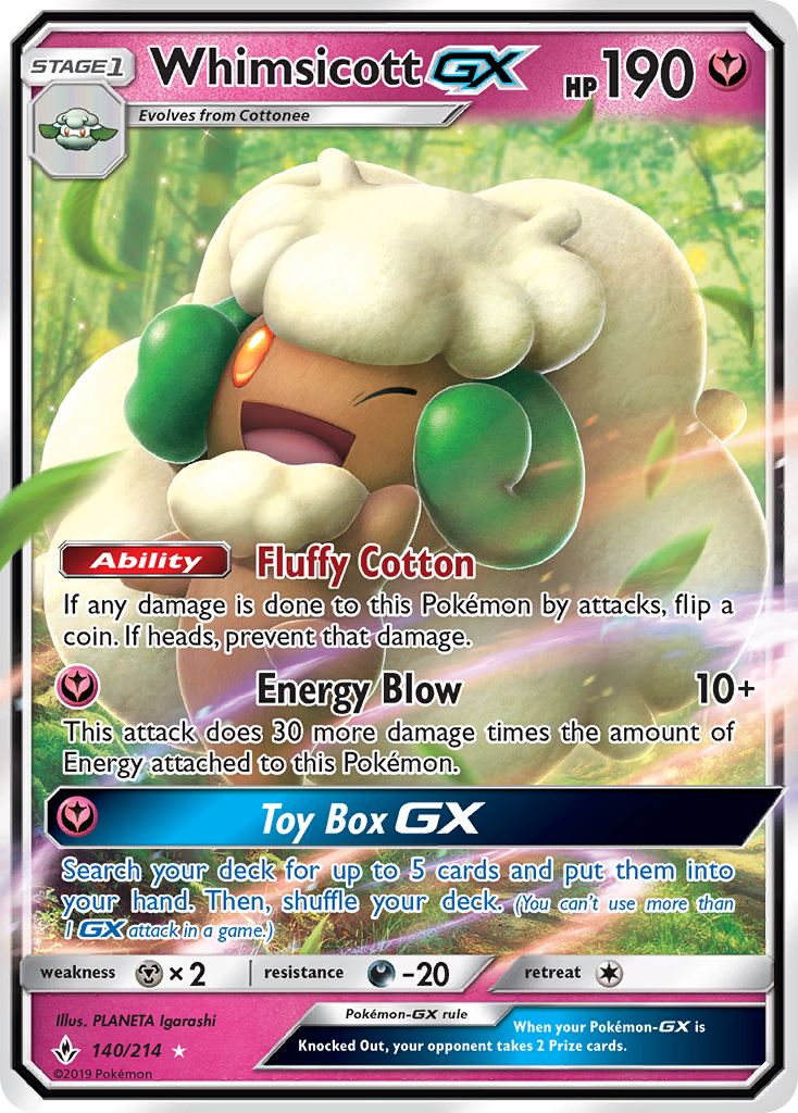 Whimsicott GX (140/214) [Sun & Moon: Unbroken Bonds] | Chromatic Games