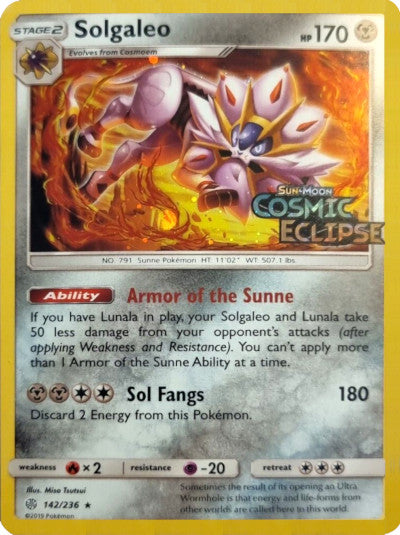 Solgaleo (142/236) (Cosmos Holo) [Sun & Moon: Cosmic Eclipse] | Chromatic Games