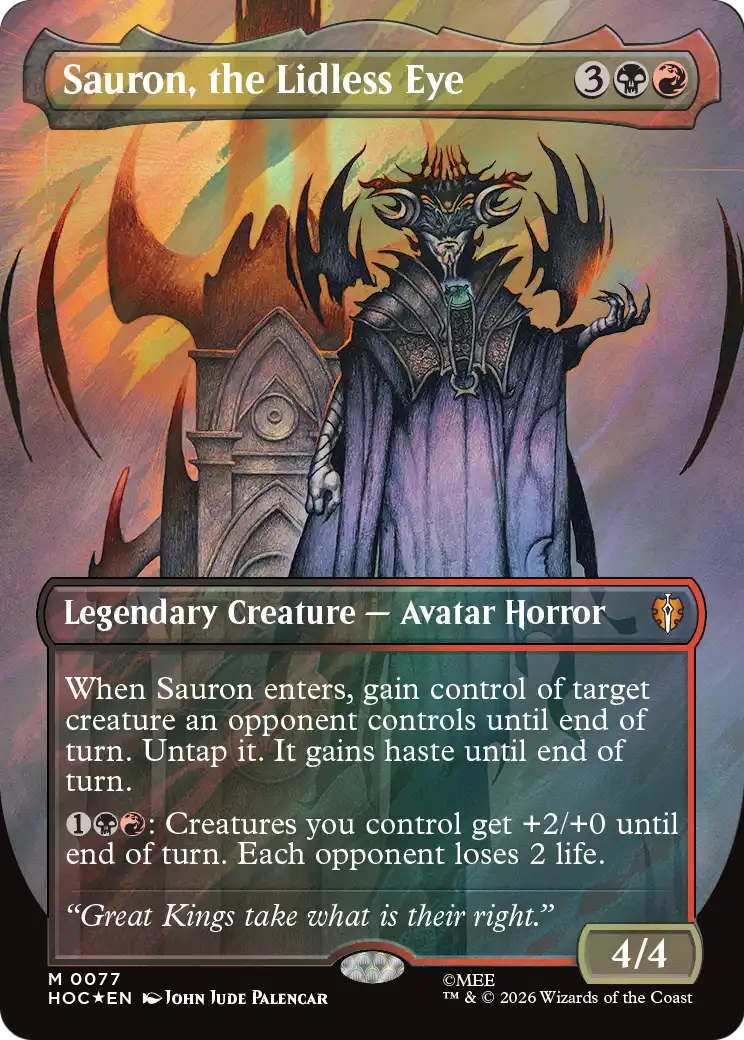 Sauron, the Lidless Eye (Borderless) (Surge Foil) [The Hobbit: Eternal-Legal] | Chromatic Games