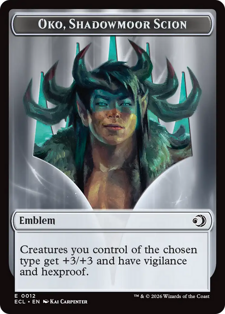 Elk // Emblem - Oko, Shadowmoor Scion Double-Sided Token [Lorwyn Eclipsed Tokens] | Chromatic Games