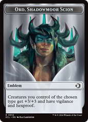 Elk // Emblem - Oko, Shadowmoor Scion Double-Sided Token [Lorwyn Eclipsed Tokens] | Chromatic Games