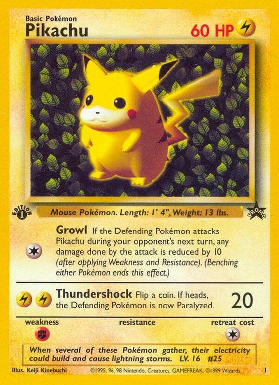 Pikachu (1) (1st Edition Misprint Promo) [Wizards of the Coast: Black Star Promos] | Chromatic Games