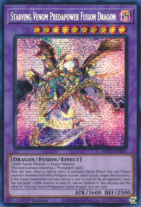 Starving Venom Predapower Fusion Dragon [MP23-EN081] Prismatic Secret Rare | Chromatic Games